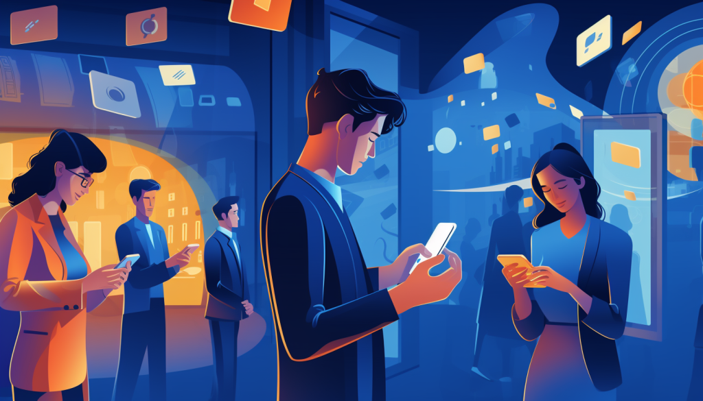 rocioalcuadrado an illustration of people with a phone and a c 3a52e577 5f88 45c1 8dd9 90e3106269f5