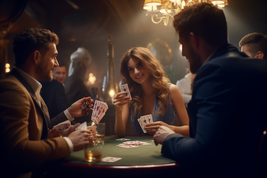 People playing card game focus group