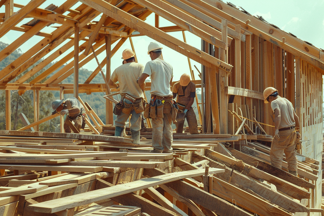 judgediesel. a group of carpenters building a house 8k 849ad9a4 57a3 420a 836a a1c4543c7772