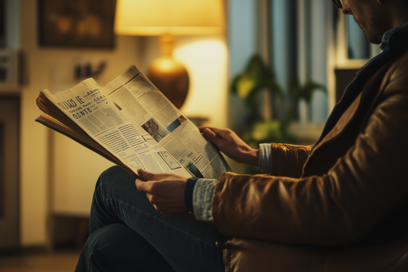 judgediesel. a person reading current events on a newspaper 8k e4571ed2 3d22 4280 86b8 09d77dd1cd8d