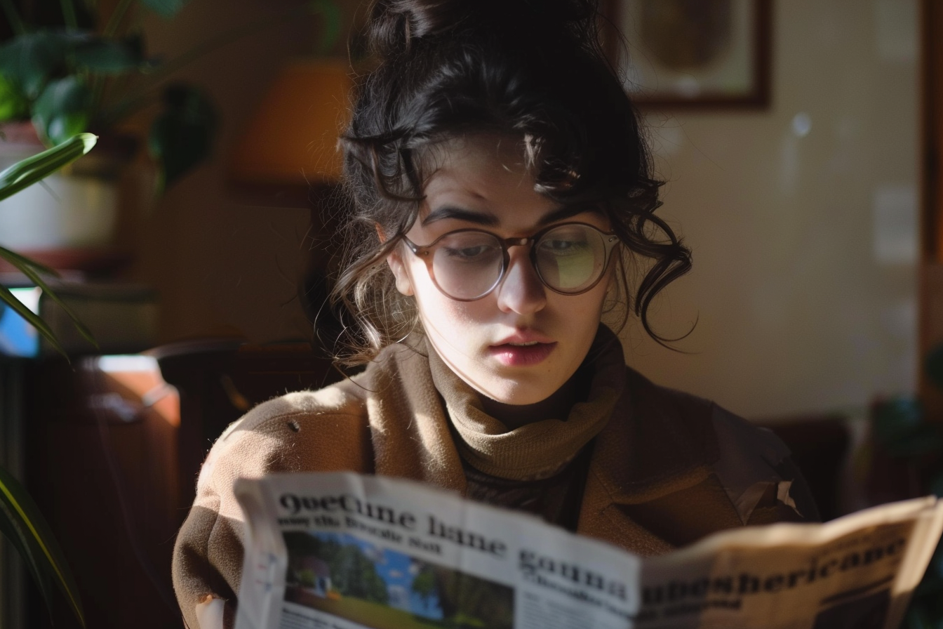 judgediesel. a woman reading newspaper checking for current eve daa9a94f bc13 4826 b9c7 16f716df2ec2