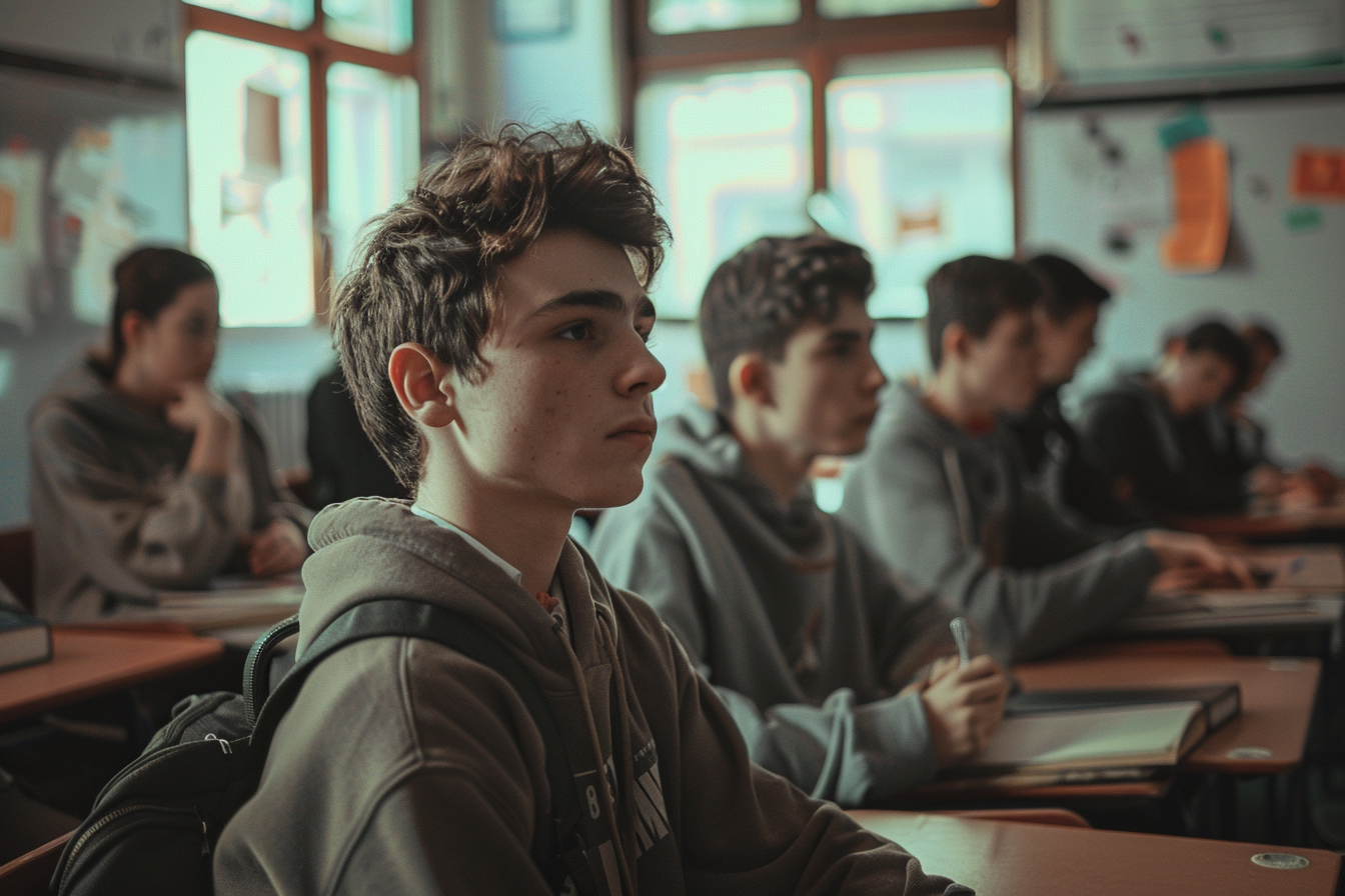 judgediesel. an image of a teenager inside a school listening i 3961df09 830e 4e16 b7bb b7f2097521ad