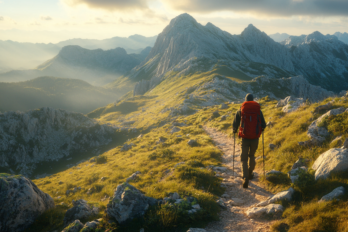 judgediesel. a person hiking on a mountain path 8k 649d1eff dd40 4615 823c 4f992c61acee
