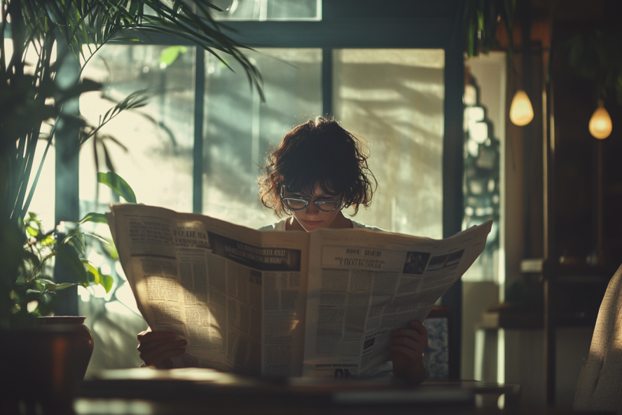 judgediesel. a photo of a person reading a newspaper 8k 5b4cf0a5 450c 4ce5 8ef9 697edbc41aa9