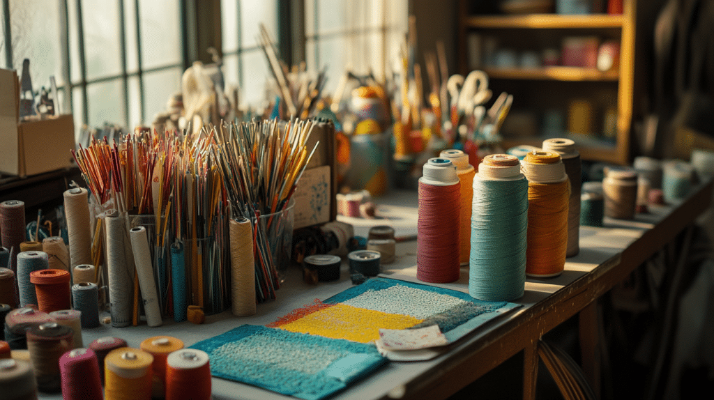 judgediesel. an image of crafts material set on a table 8k 8581e6f5 56fa 428a a977 70d336cfc1b1