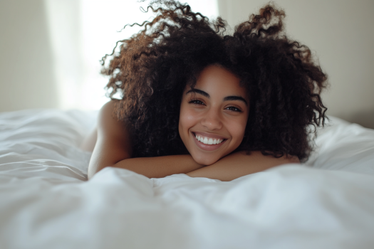 judgediesel. image of a woman laying on a white bed smiling at 167ae34d 435f 4de6 bc7e 7e2e1c725135