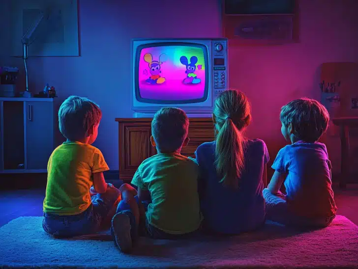 judgediesel. a photo of kids watching tv catoons with clean bac cdb6a31d 6bca 4d53 be9b df30d9c87869