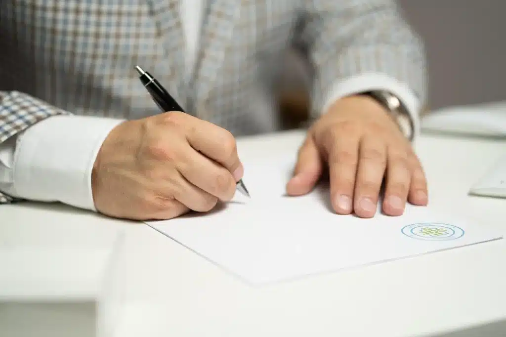 A man signing up for a Medical trial