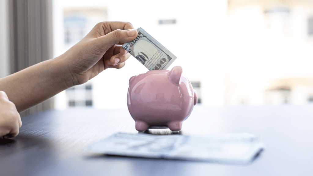 woman saving money while renting her house